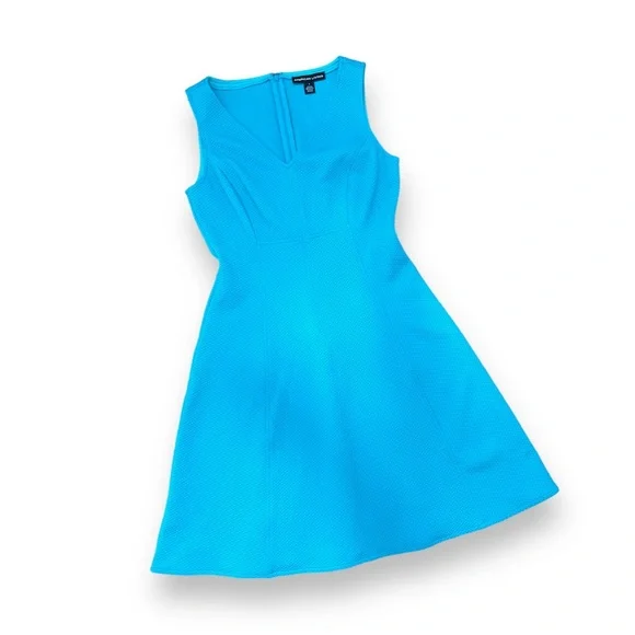 turquoise fit and flare dress City STUDIO Womens Turquoise Glitter Spaghetti Strap V Neck Mini Party Fit + Flare Dress 5 main image 1